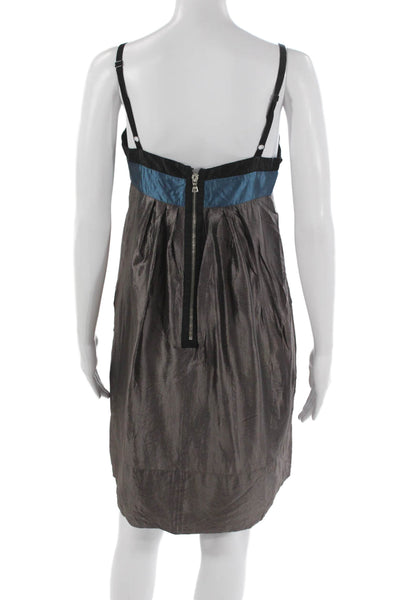 BCBGMAXAZRIA Women A-Line Colorblock Brown Sleeveless Square Neck Dress Size 4