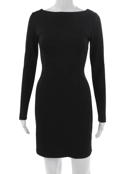 BB Dakota Women Bodycon Dress Black Long Sleeve Boat Neck Lace Up Size XS