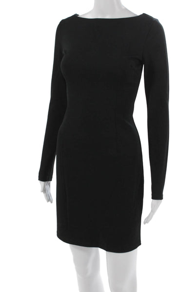 BB Dakota Women Bodycon Dress Black Long Sleeve Boat Neck Lace Up Size XS