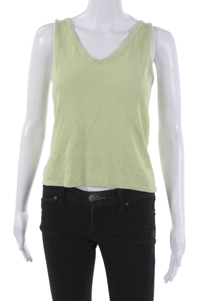 Eileen Fisher Womens Basic V-Neck Sleeveless Tank Green Nylon Size XS