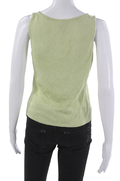 Eileen Fisher Womens Basic V-Neck Sleeveless Tank Green Nylon Size XS