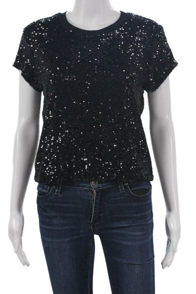 Generation Love Womens Basic Black Crewneck Polyester Tee Size XS