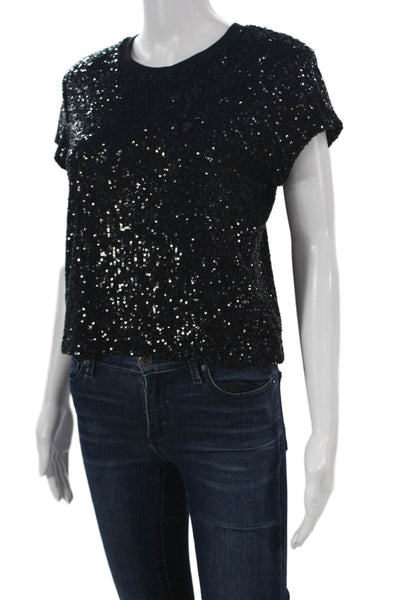 Generation Love Womens Basic Black Crewneck Polyester Tee Size XS