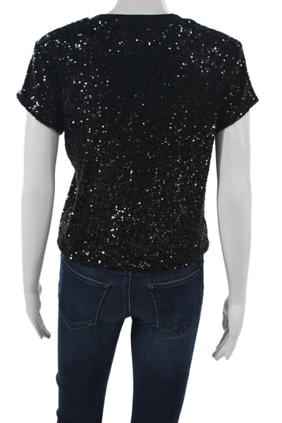 Generation Love Womens Basic Black Crewneck Polyester Tee Size XS