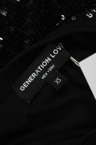 Generation Love Womens Basic Black Crewneck Polyester Tee Size XS