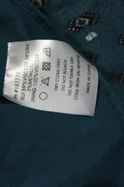 Caballero Collection Women Tunic Green V-Neck Geometric 3/4 Sleeve Size XS