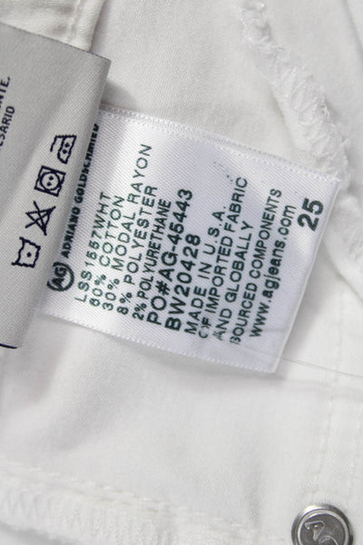 AG Adriano Goldschmied Womens Ankle Jeans White Cotton Blend Button Size 25