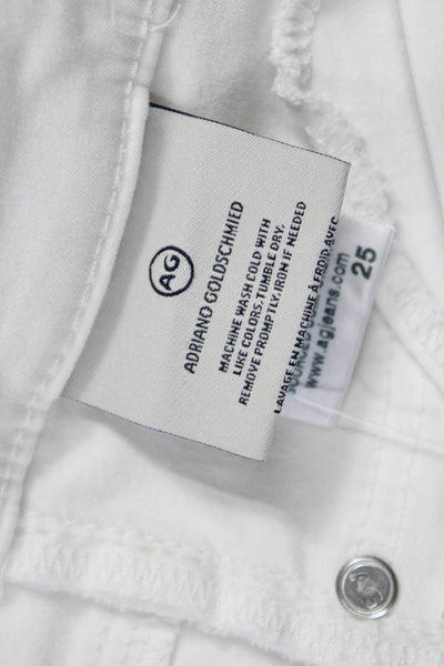 AG Adriano Goldschmied Womens Ankle Jeans White Cotton Blend Button Size 25