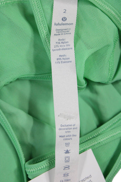 Lululemon Women Green Basic Tank Round Neck Sleeveless Nylon Size 2