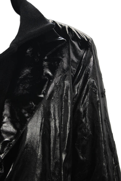 Jane Post Womens Black Wool Rain Coat Long Sleeve Button Size XL
