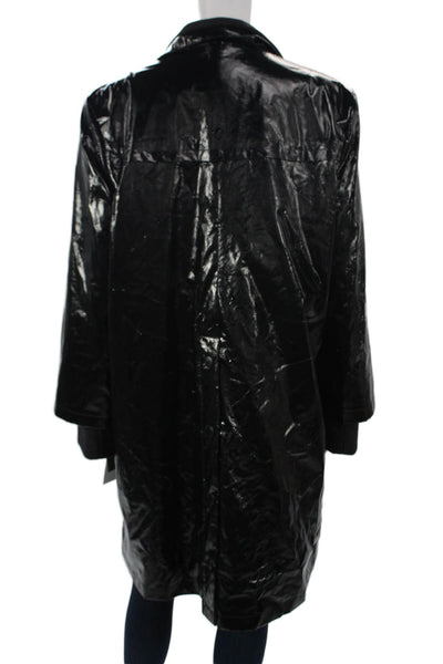 Jane Post Womens Black Wool Rain Coat Long Sleeve Button Size XL