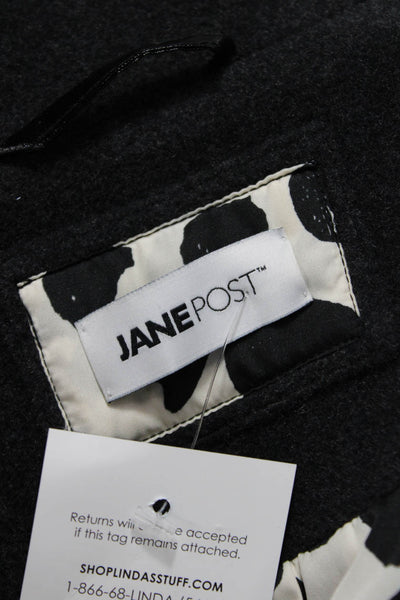 Jane Post Womens Black Wool Rain Coat Long Sleeve Button Size XL