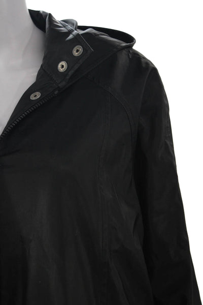 Pamela McCoy Collection Womens Rain Coat Black Snap Long Sleeve Size 1X