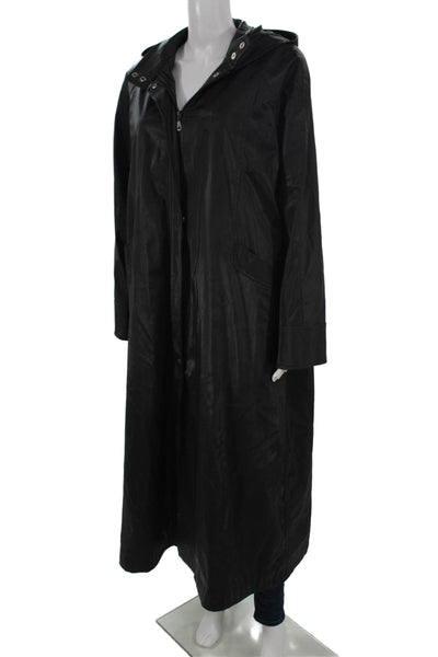 Pamela McCoy Collection Womens Rain Coat Black Snap Long Sleeve Size 1X