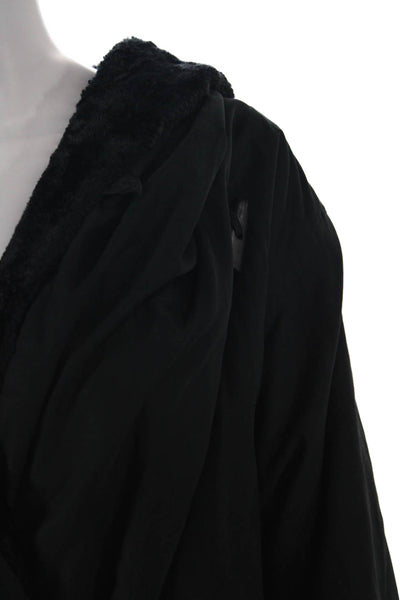 Ramosport Women Black Microfiber Overcoat Toggle Long Sleeve Size 38