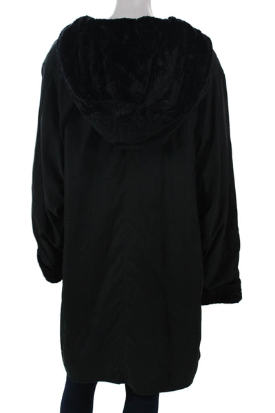 Ramosport Women Black Microfiber Overcoat Toggle Long Sleeve Size 38
