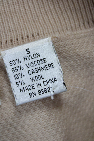 Milly Of New York Women Beige Nylon Boat Neck Pullover 3/4 Sleeve Size S
