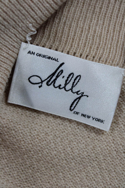 Milly Of New York Women Beige Nylon Boat Neck Pullover 3/4 Sleeve Size S
