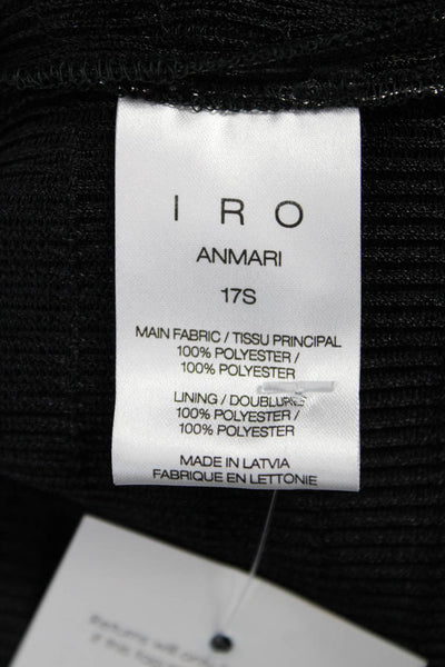 IRO Women Black Striped High Neck Sleeveless Blouse Button Polyester Size 36