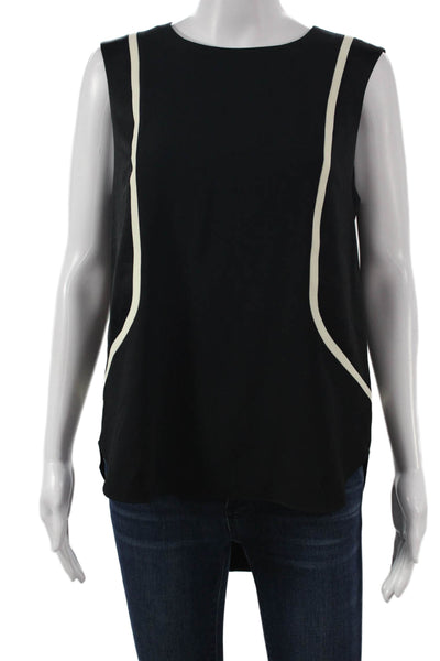 Rag & Bone Women Tunic Blouse Black Colorblock Sleeveless Triacetate Zip Size M