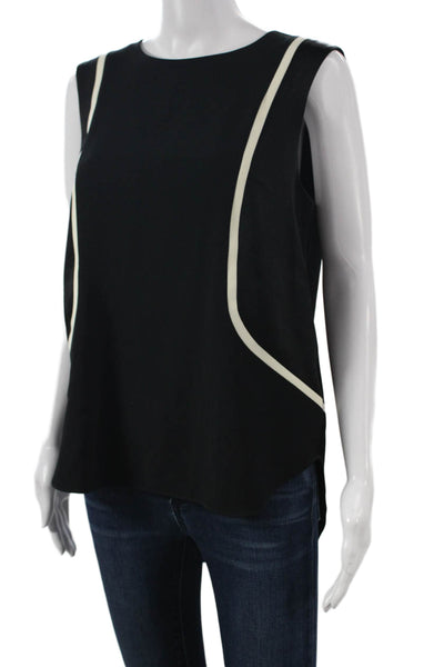 Rag & Bone Women Tunic Blouse Black Colorblock Sleeveless Triacetate Zip Size M