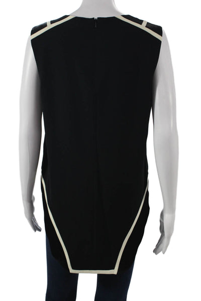 Rag & Bone Women Tunic Blouse Black Colorblock Sleeveless Triacetate Zip Size M