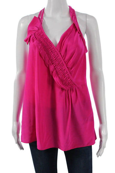 Nanette Lepore Women Basic Silk Halter Tank Sleeveless Pink Pullover Size 6