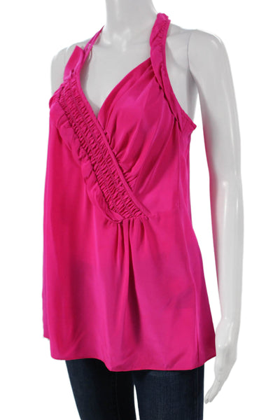 Nanette Lepore Women Basic Silk Halter Tank Sleeveless Pink Pullover Size 6