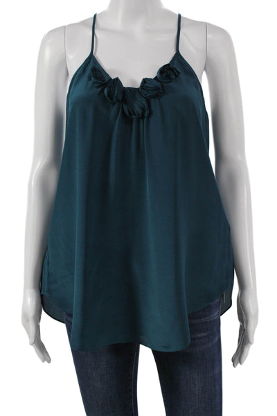 Rebecca Taylor Women Camisole Green Silk Scoop Neck Sleeveless Size 6