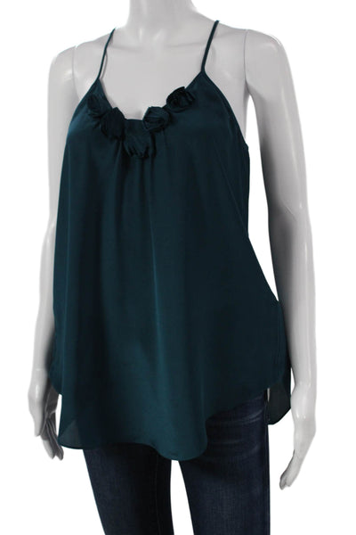 Rebecca Taylor Women Camisole Green Silk Scoop Neck Sleeveless Size 6