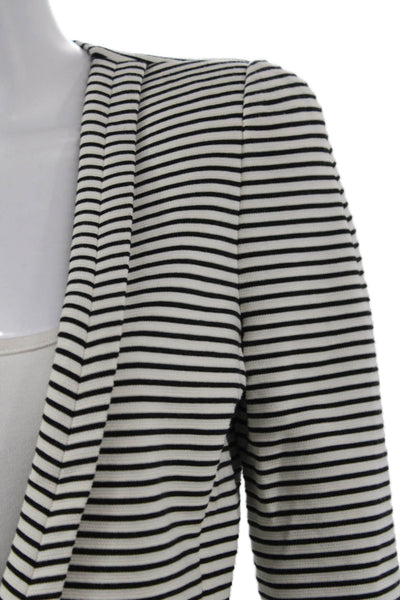 BCBG Max Azria Womens Striped White Basic Jacket Long Sleeve Button Size S