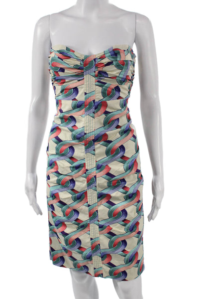 Nicole Miller Womens Sheath Dress Multicolor Sweetheart Cotton Size 6