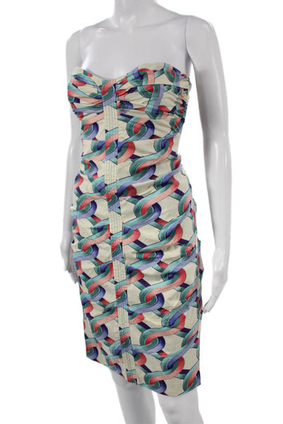 Nicole Miller Womens Sheath Dress Multicolor Sweetheart Cotton Size 6
