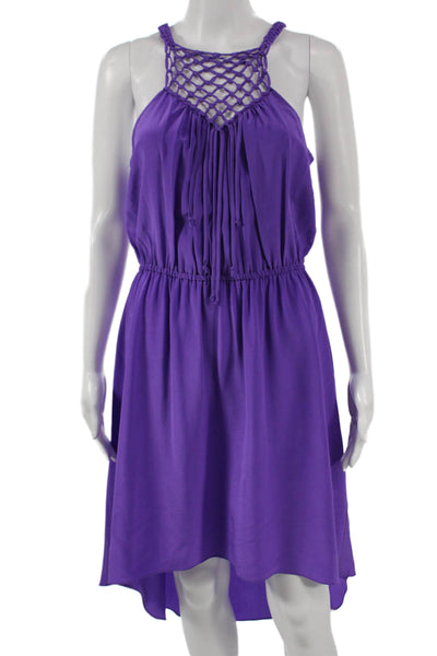 Rebecca Taylor Womens Silk Halter Sundress Purple Midcalf Sleeveless Size 6
