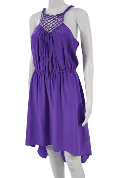 Rebecca Taylor Womens Silk Halter Sundress Purple Midcalf Sleeveless Size 6
