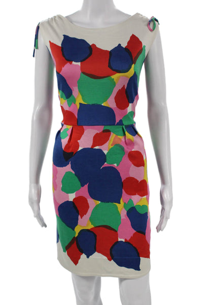 Marc By Marc Jacobs Womens Silk Sheath Dress Multi Boatneck Short Sleeve Size S