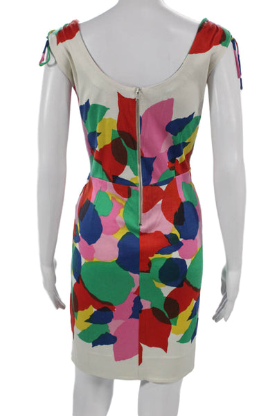 Marc By Marc Jacobs Womens Silk Sheath Dress Multi Boatneck Short Sleeve Size S