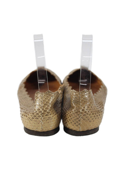 Chloe Womens Leather Round Toe Scalloped Ballet Flats Brown Size 9.5