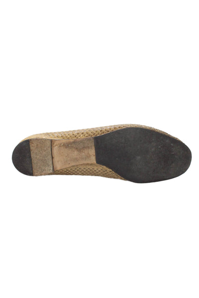 Chloe Womens Leather Round Toe Scalloped Ballet Flats Brown Size 9.5