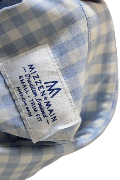 Mizzen + Main Mens Gingham Print Button Down Shirt Blue Size S