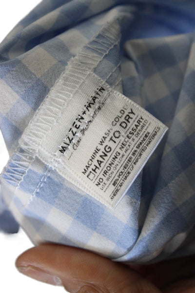 Mizzen + Main Mens Gingham Print Button Down Shirt Blue Size S