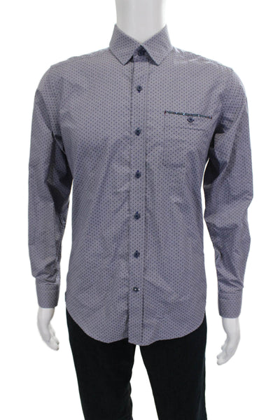 Robert Graham Mens Cotton Spotted Button Down Shirt Blue Size S