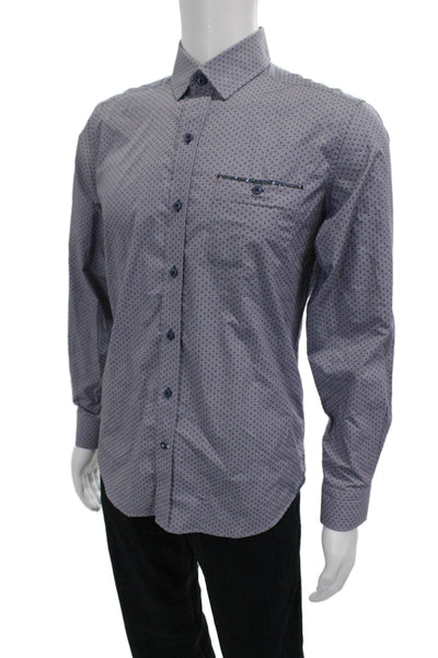 Robert Graham Mens Cotton Spotted Button Down Shirt Blue Size S