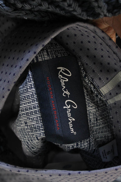 Robert Graham Mens Cotton Spotted Button Down Shirt Blue Size S