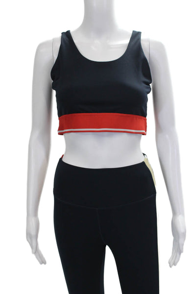 Bandier Women Striped Leggings Outfit Set Black Polyester Size S