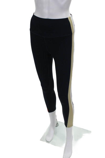 Bandier Women Striped Leggings Outfit Set Black Polyester Size S