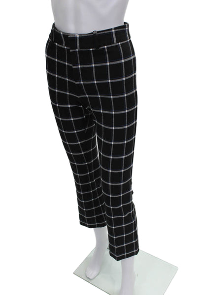 Derek Lam 10 Crosby Women Cropped Pants Black Rayon Check Zip Size 2