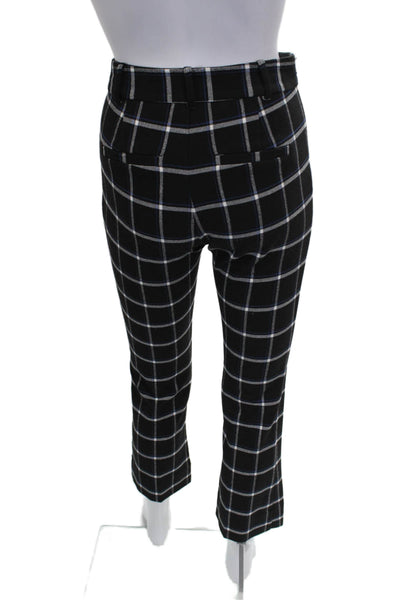 Derek Lam 10 Crosby Women Cropped Pants Black Rayon Check Zip Size 2