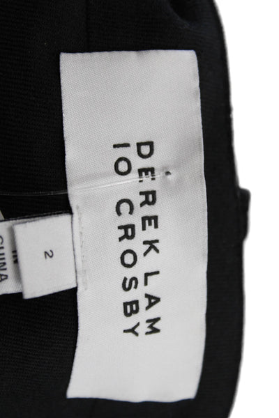 Derek Lam 10 Crosby Women Cropped Pants Black Rayon Check Zip Size 2