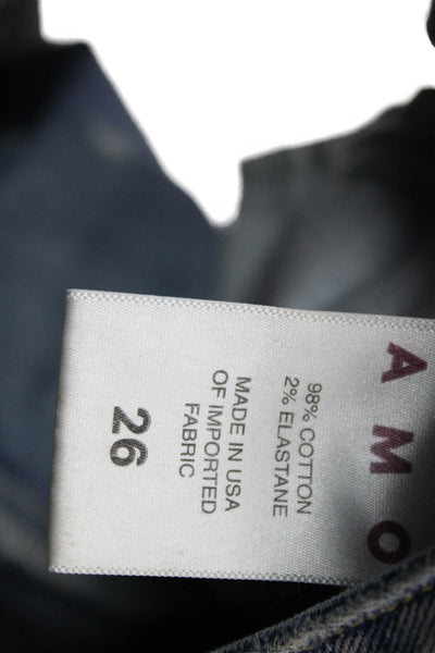 Amo Womens Cropped Blue Jeans Cotton Blend Button Size 26